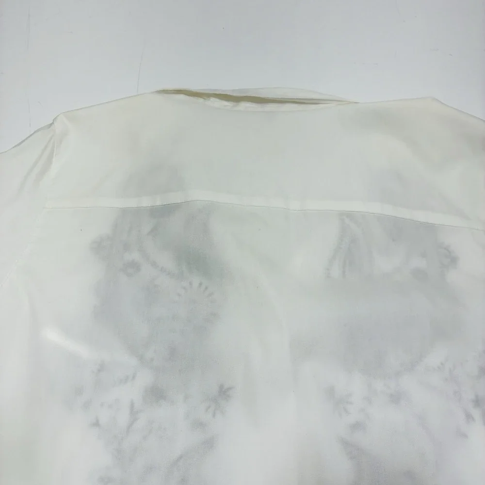 Foxcroft Wrinkle Free White Embroidered Button Shirt Women's Size 12 Classic Fit - Picture 4 of 15